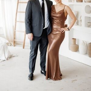 Bronze Maxi Dress WORN ONLY ONCE (Size 4)